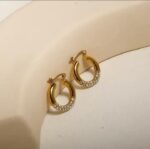 Side View Golden Stainless Steel Earrings