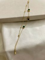 Double layer emerald bracelet with green gemstones for women