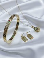 Gucci Combo Set Handcuff Stud Chain Locket Stainless Steel Jewelry