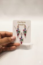 Multi zircon bridal necklace set for wedding and party wear