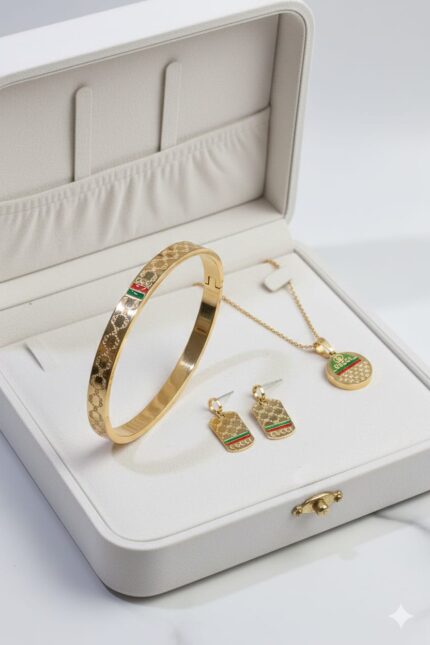 Stainless Steel Handcuff Stud Jewelry – Gucci Combo Set